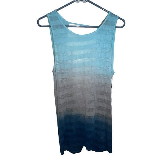 LANGUAGE LA WOMEN TWIST‎ BACK PULLOVER SKY BLUE GREY OMBRE TANK TOP MEDIUM NEW - Picture 1 of 10